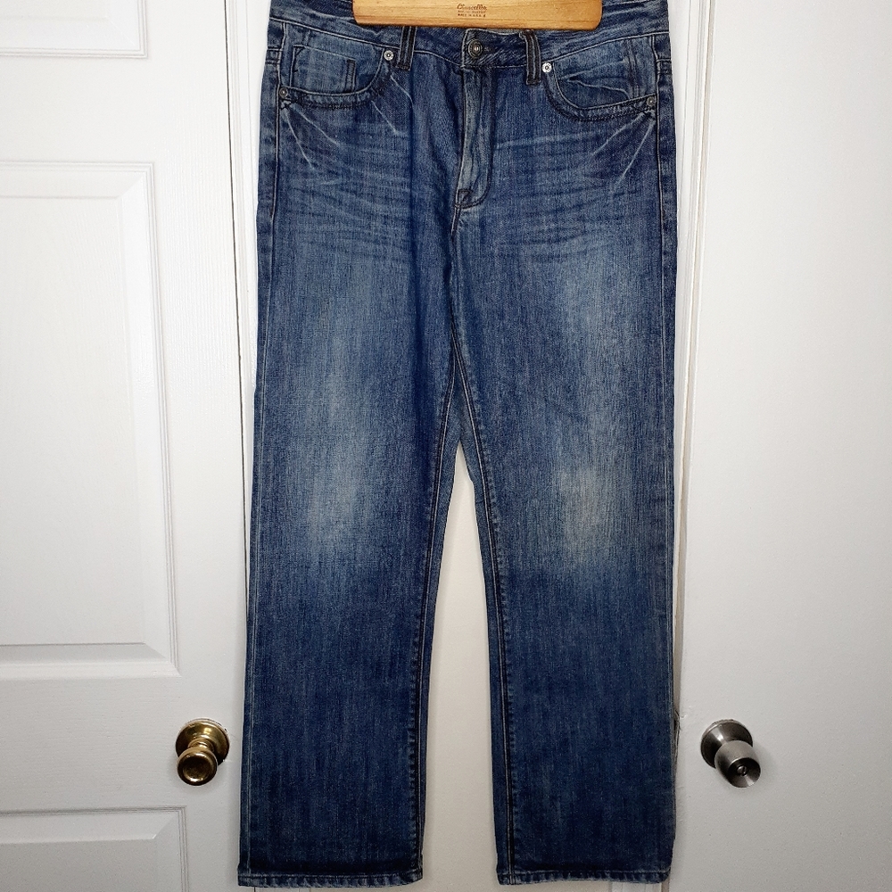 Xios Men's Straight Leg Denim Dark Wash Jeans
